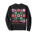 Jingle All The Way Christmas Shirt Festive Tree & Stars Kids Sweatshirt