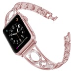 Apple Watch Series 5 44mm ruostumattomasta teräksestä valmistettu ranneke - Ruusukulta Pinkki