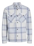 JACK & JONES Men's Jprccroy Spring Check Overshirt L/S Sn Shirt, Skyway/Checks:Comfort fit, L