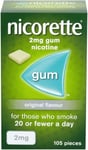 Nicorette Chewing Gum Original Flavor 2mg - Pack Of 105