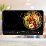 Induction Hob 60cm Hot Plate Electric Cooker Double Hob Timer Child-lock Black