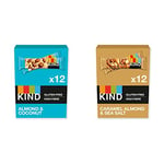 KIND Bars, Healthy Gluten Free & Low Calorie Snack Bars, Almond & Coconut, 12 Bars, & Bars, Healthy Gluten Free & Low Calorie Snack Bars, Caramel Almond & Sea Salt, 12 Bars,