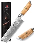 XINZUO Acier en Poudre de Damas 18.2cm Couteau Nakiri, Tranchants Couteaux de Cuisine Acier Damas 73 Couches Couteau à Légumes Couteau de Chef-Poignée Ergonomique en Bois d'Olivier