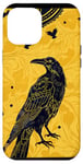 Coque pour iPhone 12 Pro Max Jaune Abstrait Paisley Corbeau Art