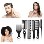 Elite Lot de 6 peignes à cheveux – Peigne démêlant, peigne afro, dents fines, peigne afro 3a à 4c, raides, bouclés, crépus ou crépus, humides ou secs (ensemble de coiffage)