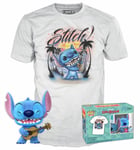 Figurine Funko Pop - Lilo Et Stitch [Disney] N°1044 - Stitch Avec Ukulélé (Flocked) - T-Shirt