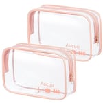 Aucuu 2PCS Trousse de Toilette Transparente, Kit de Voyage pour l’Avion, PVC Étanche Trousse de Maquillage Voyage, Sac de Rangment pour Voyage Avion Transparente Sac Cosmétiques pour Homme et Femme