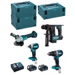 MAKITA Kit MK405RTJ (DHR171 + DHP484 + DTD153 + DGA504 + 2 x 5,0 Ah + DC18RC + MAKPAC 2 + 2 x MAKPAC 3)