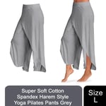 Yoga Pilates Pants Super Soft Cotton Spandex Harem Style Grey - L 95% Rayon