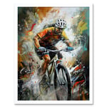 Bicycle Race Cyclist Racing Sport Action Shot Art Print Framed Poster Wall Decor 12x16 inch