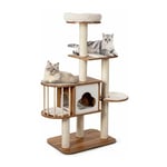 Costway - Arbre à Chat Design Vesper H142cm en Bois avec Plate-Forme Griffoir et Coussins Lavables Centre d'Activités pour Chat/Chaton