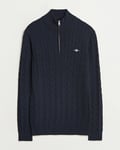 GANT Cotton Cable Half Zip Evening Blue