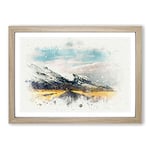 Big Box Art Road to The Mountains in Iceland in Abstract Framed Wall Art Picture Print Ready to Hang, Oak A2 (62 x 45 cm)