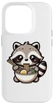 Coque pour iPhone 14 Pro Tasse à nouilles japonaise drôle avec raton laveur mangeant des ramen