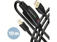 Axagon Adr-210B Usb 2.0 A-M -&Gt  B-M Active Connecting/Repeater Cable 10M - Kabel - Digital/Daten Usb Cable Usb A Usb B Black