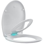 Abattant wc Familial avec Veilleuse led et Siège Enfant Magnétique, Cuvette Toilette Lumineux avec Frein de Chute et Charnière Réglable, Lunette de