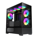 GameMax Vista Mini Black MicroATX Chassis, Addressable RGB Hub, 6x 120mm RGB Fan