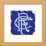 L Lumartos Glasgow Rangers FC Badge on Blue Background Contemporary Home Decor Wall Art Watercolour Print, Light Oak, 10 x 10 Inches