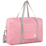 Vikbar resväska för flygbolag, stor kabinväska, duffelväska, handbagage, övernattningsväska för kvinnor och män (rosa)