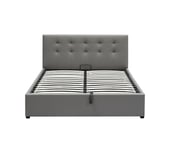 Lit coffre 140x190 cm avec sommier SYLA 2 en polyurétane gris