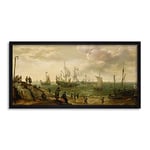 Artery8 Willaerts Ships Along The Shore Painting Framed Wall Art Print Long 25X12 Inch