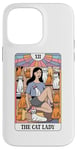 Coque pour iPhone 14 Pro Max The Cat Lady Carte de tarot rétro Motif chat