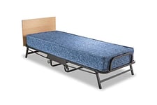 JAY-BE Crown Windermere Folding Bed with Waterproof Deep Sprung Mattress, Steel, Black, Anti-Microbial