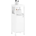 SoBuy BZR186-W Meuble Bas Salle de Bain Demi-Colonne de Salle de Bain Meuble de Rangement Armoire Toilette Meuble WC avec Porte, 1 Compartiment