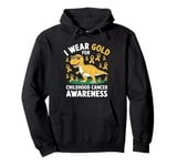 I Wear Gold for Childhood Cancer Awareness Dino Design Pullover Hoodie