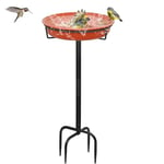 Giyiprpi Baignoire à Oiseaux autoportante de 71,1 cm avec Piquet en métal, décoration Amovible pour Jardin, terrasse, Cour, pelouse, 4 Pieds à Picots (C)