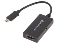 Adaptateur HDMI femelle port USB B micro USB B micro prise male 0.14m - Noir