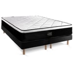 Prestige Literie - Ensemble matelas sommier Suite 180 x 200 cm - Couleur : Noir