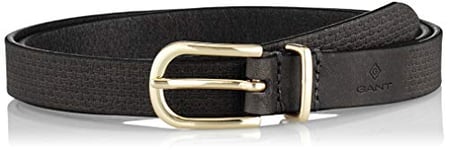 Gant O1. Signature Weave Leather Belt Ceinture, Black, 105cm /42W Femme