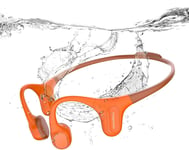 Run Plus Casque à Conduction Osseuse, Casque de Natation Étanche IP68, Bluetooth avec Micro et 32GB MP3, sans Fil, pour la Course, la Natation, Le Cyclisme, Les Exercices Physiques, Orange