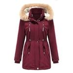 YFFUSHI Manteau Femme Chaude à Manches Longues Capuchon en Fourrure d'hiver Blouson Zippé Veste Parka Manteau Epaissé