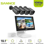 4CH Kits de Vidéosurveillance 10.1''Moniteur lcd 1080P 4 Caméra Vision Nocturne Accès à Distance Informations Alarme Sécurité Système - Sannce