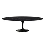 Knoll - Saarinen Oval Table - Matbord, 244 x 137 cm, Svart underrede, skiva i glansig svart Marquina marmor - Spisebord - Eero Saarinen - Svart - Metall/Stein