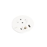 Legrand, Incara Disq 80 654714 Prise de charge USB A+C, sortie de câble pour câble réseau, prise de table, multiple, 15 W, câble de 2 m, 2 fiches P+E, couleur : blanc ultra