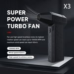 3. sukupolven X3 väkivaltainen puhallin Mini Turbo Jet Fan Handheld Harjaton moottori 130 000 RPM Tuulennopeus 52m/s teollisuuskanavatuuletin Puuliesituulettimet ja puhaltimet