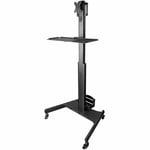 StarTech Mobile Workstation Cart with Monitor Mount  CPU/PC Holder  Keyboard Tray  Ergonomic Height Adjustable Desktop Computer Cart  Rolling Mobile