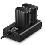 ENEGON 2 Paquets EN-EL15 Batterie de Rechange et Chargeur Double Intelligent LED USB pour Nikon Z6, Z7, D7100, D750, D7000, D7200, D600, D610, D880, D810, D810a, D800, D850