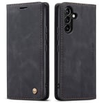 QLTYPRI Case for Samsung Galaxy A15 4G/5G, Vintage PU Leather Wallet Case Card Slot Kickstand Magnetic Closure Shockproof Flip Folio Case Cover for Galaxy A15 5G / A15 4G - Black