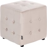 Pouf en Velours Repose-Pieds Tabouret Capitonné Cube Chambre à Coucher Salon Beige Clair Wisconsin