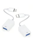 1Pack IPhone/C-tyypin USB-kamerasovitin, joka on yhteensopiva iPhonen/IPadin kanssa, naaraspuolinen USB 3.0 OTG -kaapelisovittimen tuki Liitä kamera, USB-muistitikku, kortinlukija, MIDI-näppäimistö, hiiri-valkoinen