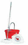 Easy Floor Mop Microfiber Spinning Magic Spin Mop Bucket Head Rotating 360° Red