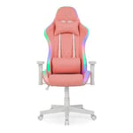 Ranqer Halo - Chaise gaming blanche avec LED RGB, chaise gamer ergonomique Rose