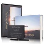 Funeral Guest Book,88 Pages Funeral Memory Book with Gold Engraving,Table Card Sign and Pen for Condolence Book, Memorial Guestbook,Celebration of Life Memorial Service