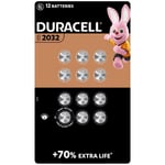 Duracell Battery Coin Ring CR 2032 70% Extra Life Lithium Size Pack 12 Batteries