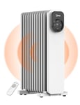 Midea Oil-Filled Radiator - 11 Fin Electric Heater with Remote Control & LED Touch Screen - Efficient Heating, Overheat & Tip-Over Protection, 24h Timer, Quiet, Digital Thermostat, 2300W