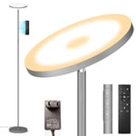 Lampadaire sur Pied Gris, 3200LM 36W LED Lampadaire sur Pied Super Lumineux, 2700K-6500K Dimmable Lampadaires avec Télécommande et Contrôle Tactile, Lampadaire Haut pour Salon Chambre et Burea